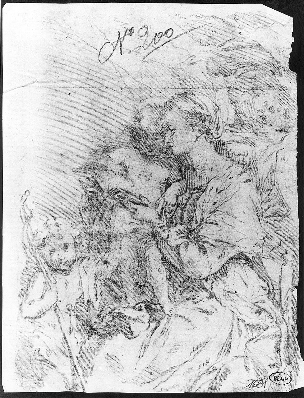 Madonna con Bambino e San Giovannino (disegno) di Ansaldi Innocenzo (sec. XVIII)