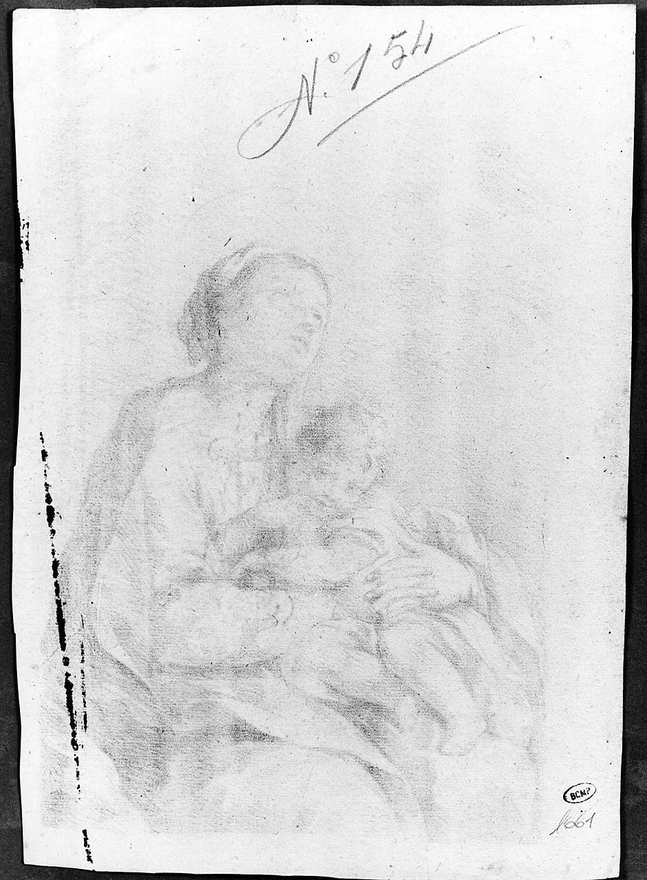 Madonna con Bambino (disegno) di Ansaldi Innocenzo (sec. XVIII)