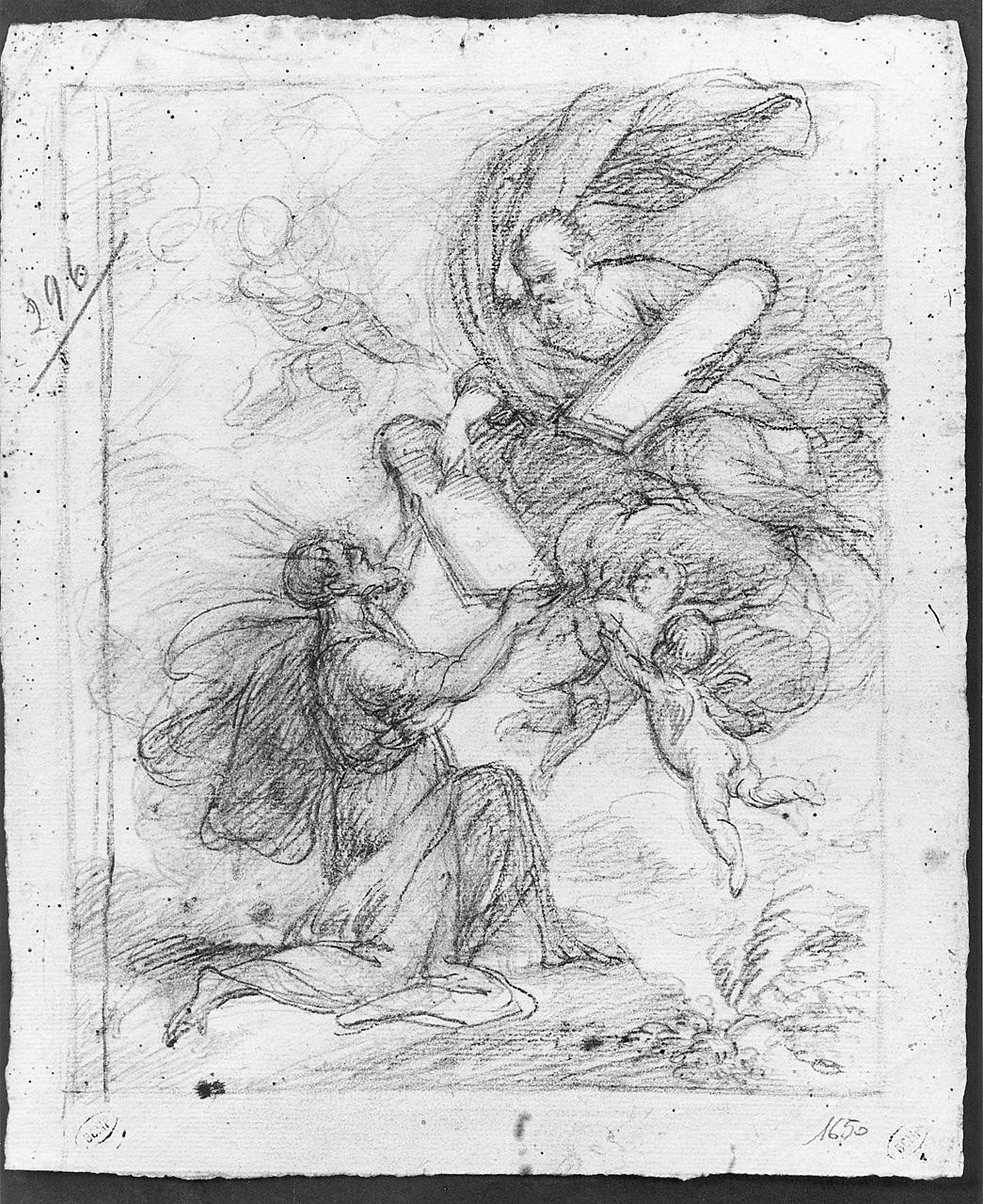 Mosè riceve da Dio le tavole della legge (disegno) di Ansaldi Innocenzo (sec. XVIII)