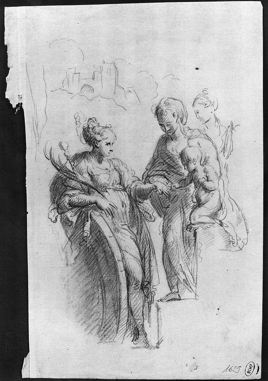 matrimonio mistico di Santa Caterina d'Alessandria (disegno) di Ansaldi Innocenzo (sec. XVIII)