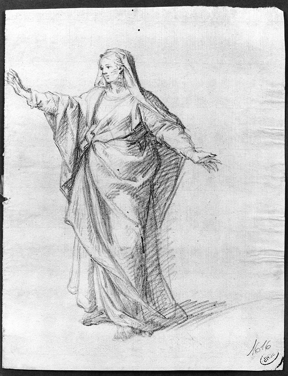 figura femminile panneggiata (disegno) di Ansaldi Innocenzo (sec. XVIII)