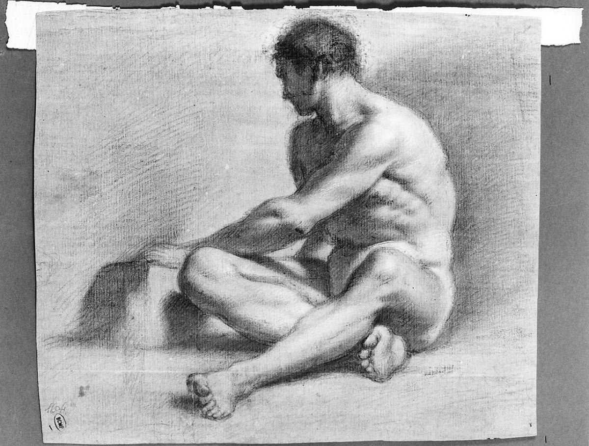 figura maschile nuda (disegno) di Ansaldi Innocenzo (sec. XVIII)