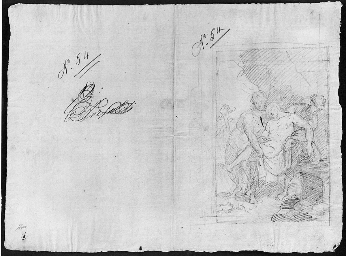 trasporto di Cristo al sepolcro (disegno) di Ansaldi Innocenzo (sec. XVIII)