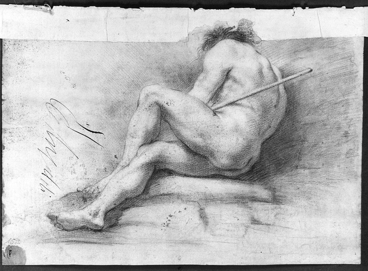 figura maschile nuda (disegno) di Ansaldi Innocenzo (sec. XVIII)