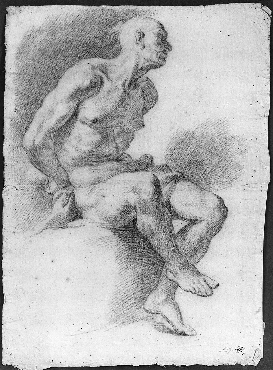 figura maschile nuda (disegno) di Ansaldi Innocenzo (sec. XVIII)