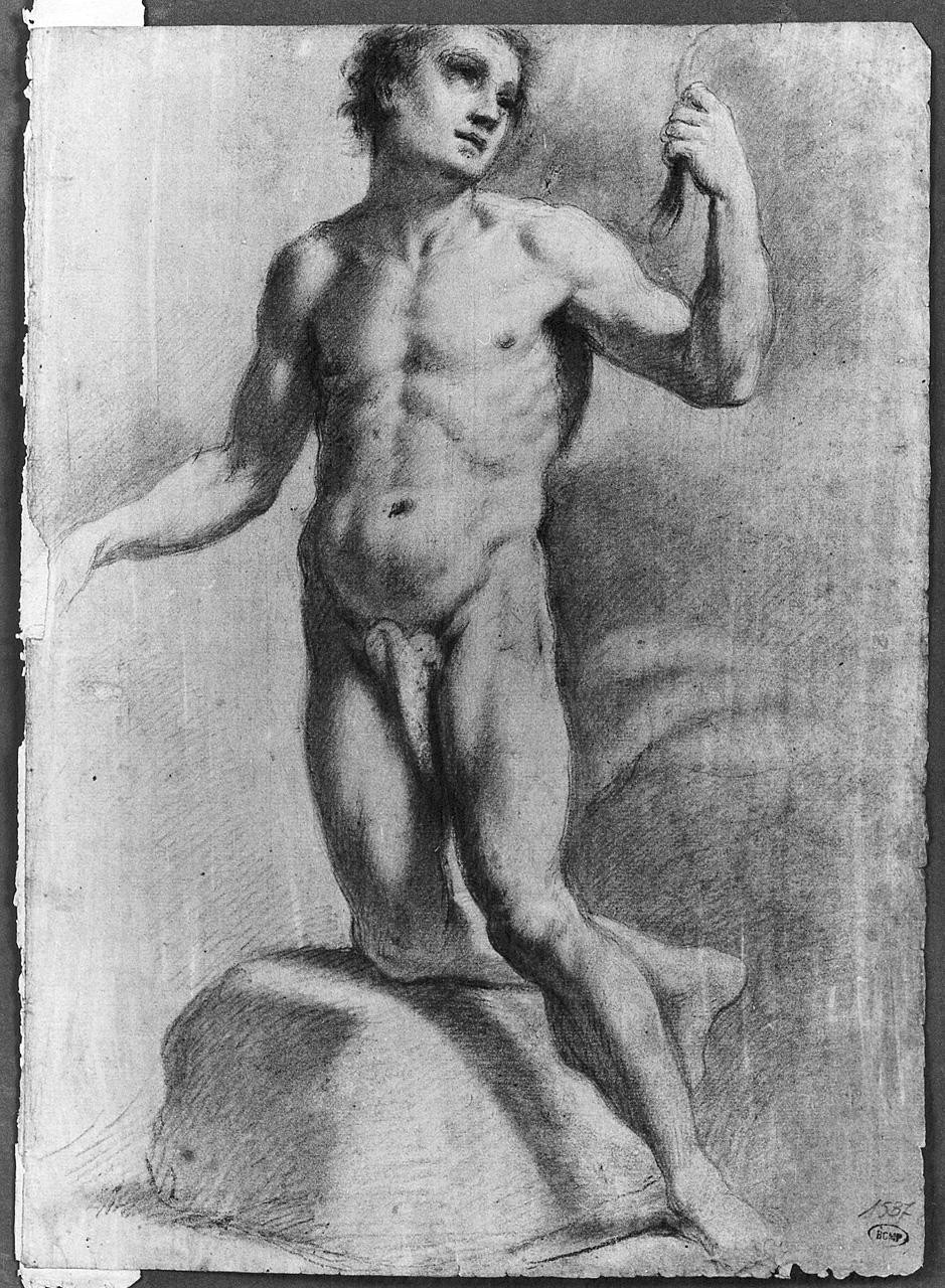 figura maschile nuda (disegno) di Ansaldi Innocenzo (sec. XVIII)