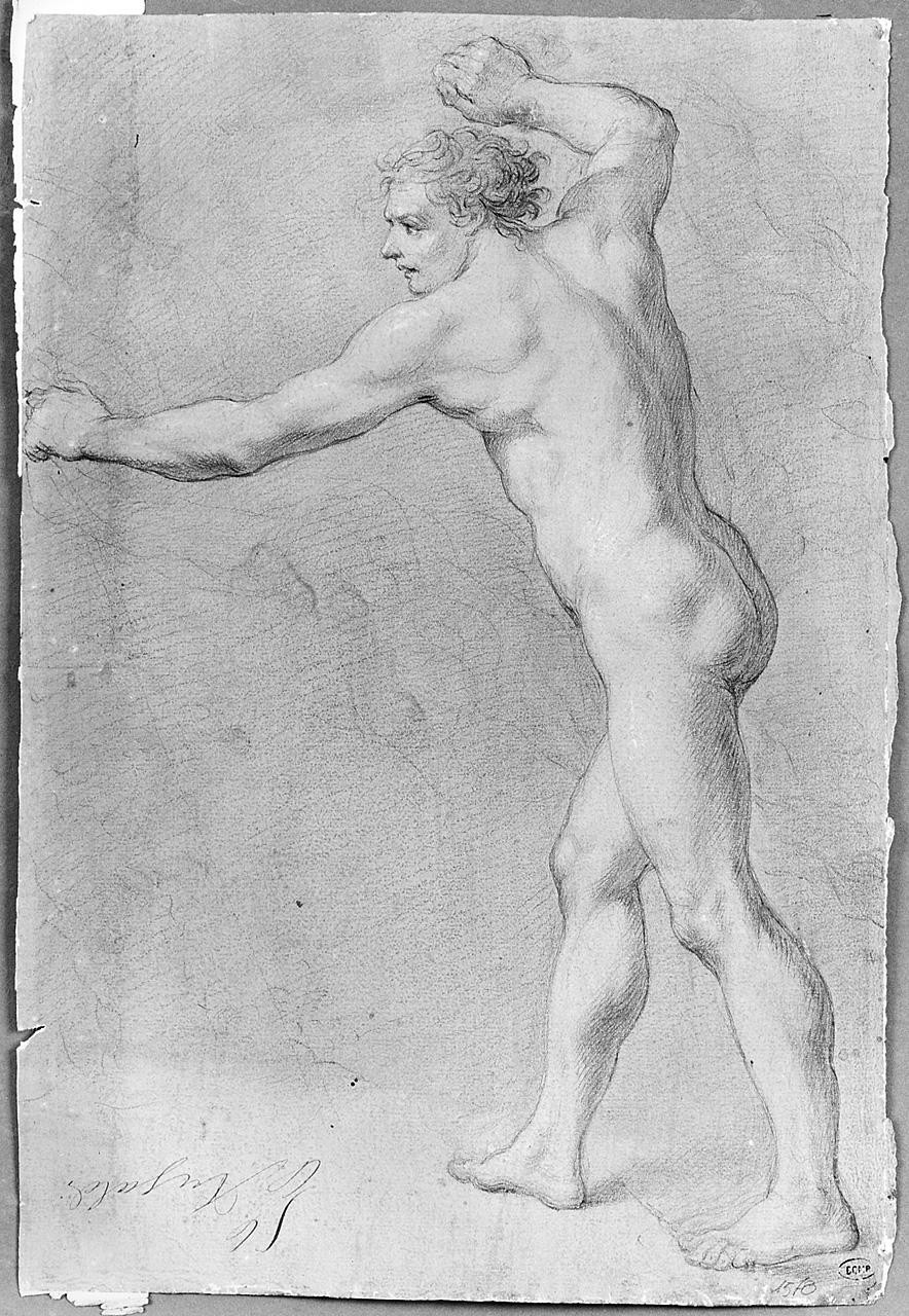 figura maschile nuda (disegno) di Ansaldi Innocenzo (sec. XVIII)
