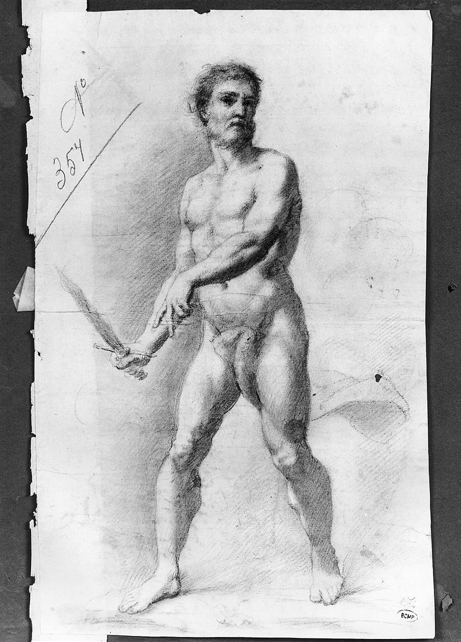 figura maschile nuda (disegno) di Ansaldi Innocenzo (sec. XVIII)