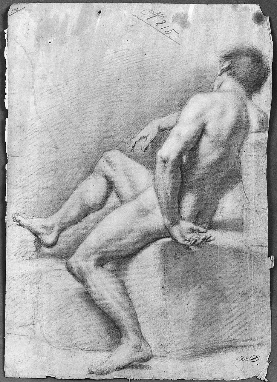figura maschile nuda (disegno) di Ansaldi Innocenzo (sec. XVIII)