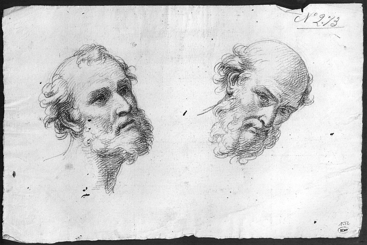 testa d'uomo con barba (disegno) di Ansaldi Innocenzo (sec. XVIII)