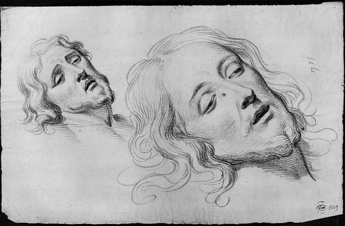 testa di Cristo (disegno) di Ansaldi Innocenzo (sec. XVIII)