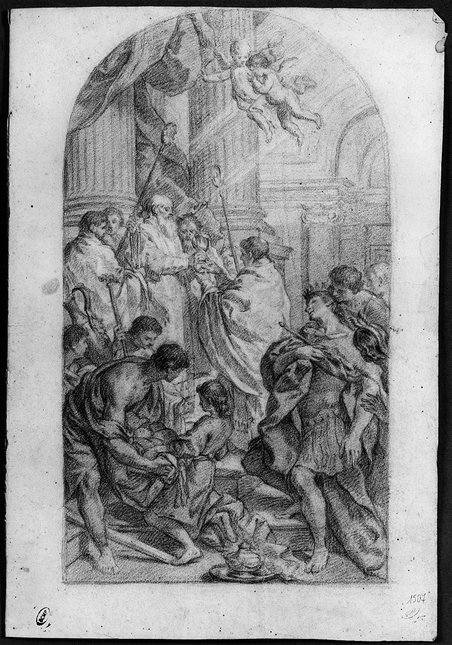 messa di San Basilio (disegno) di Ansaldi Innocenzo (sec. XVIII)