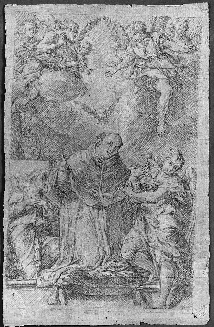 San Gregorio ispirato dallo Spirito Santo (disegno) di Ansaldi Innocenzo (sec. XVIII)