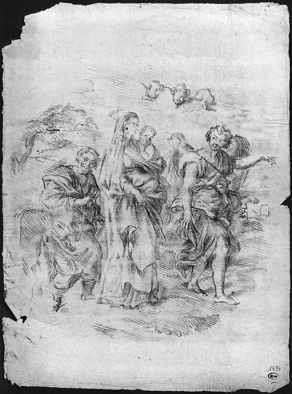 fuga in Egitto (disegno) di Ansaldi Innocenzo (sec. XVIII)