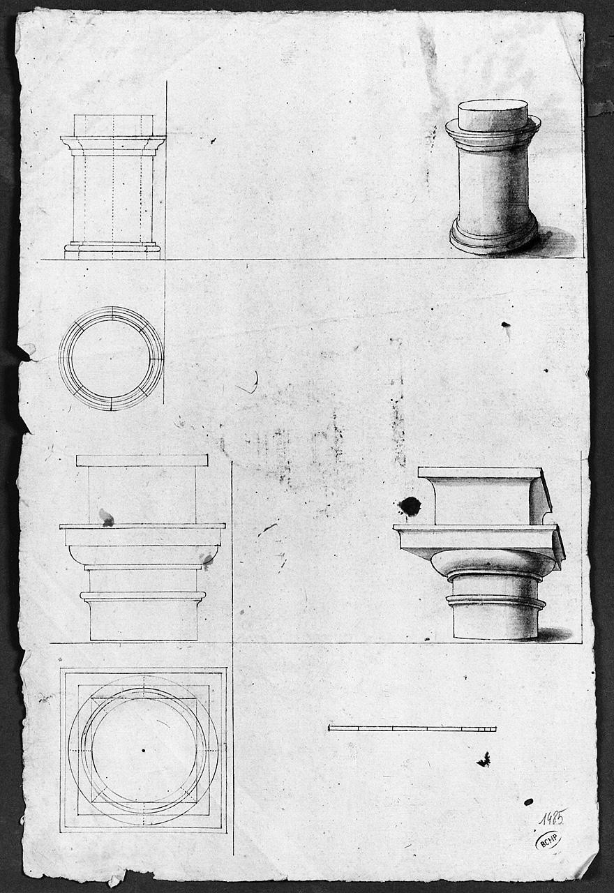elementi architettonici (disegno) di Ansaldi Innocenzo (sec. XVIII)