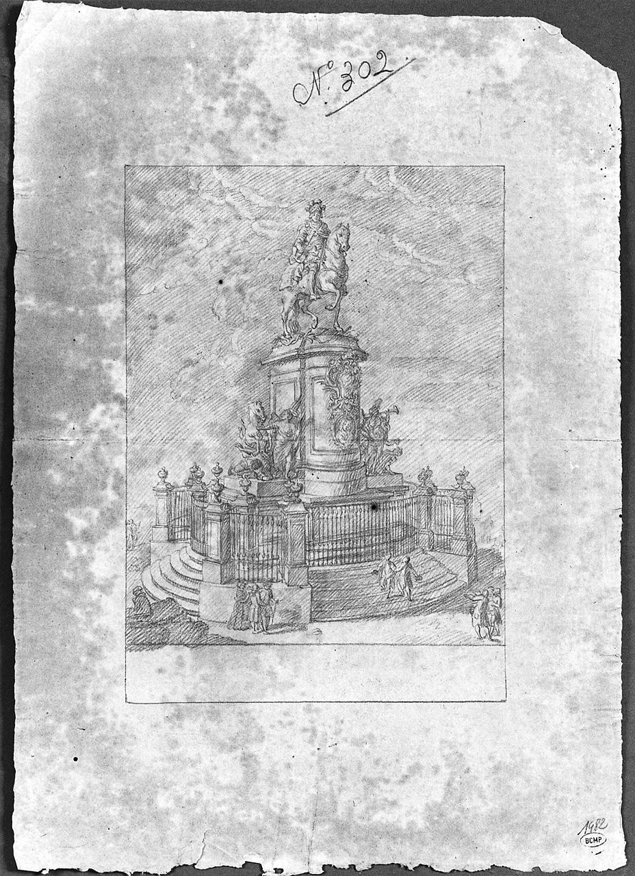 monumento equestre (disegno) di Ansaldi Innocenzo (sec. XVIII)
