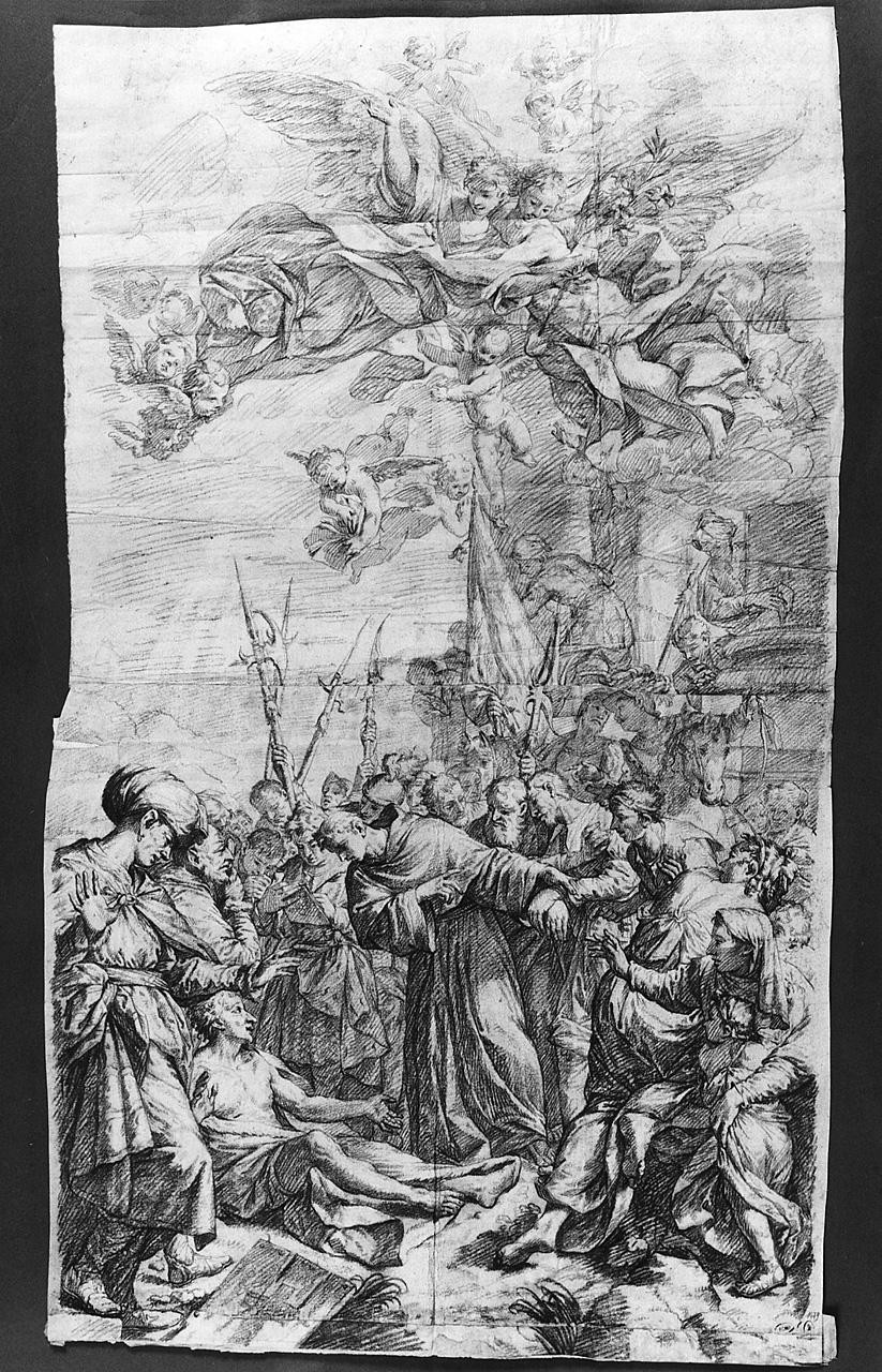 miracolo di un Santo (disegno) di Ansaldi Innocenzo (sec. XVIII)