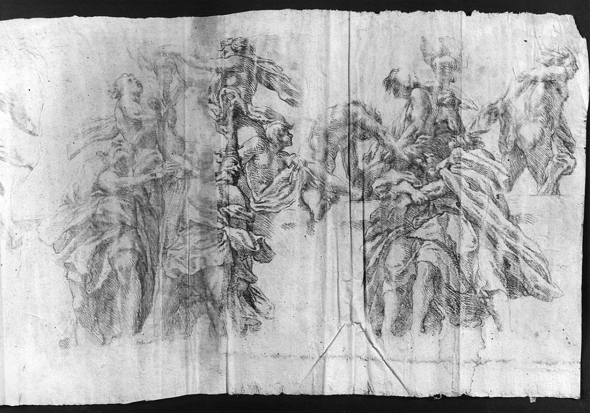 apostoli e putti (disegno) di Ansaldi Innocenzo (sec. XVIII)