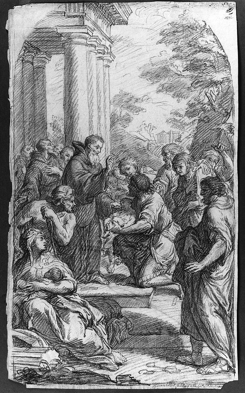 San Francesco di Paola resuscita un fanciullo (disegno) di Ansaldi Innocenzo (sec. XVIII)