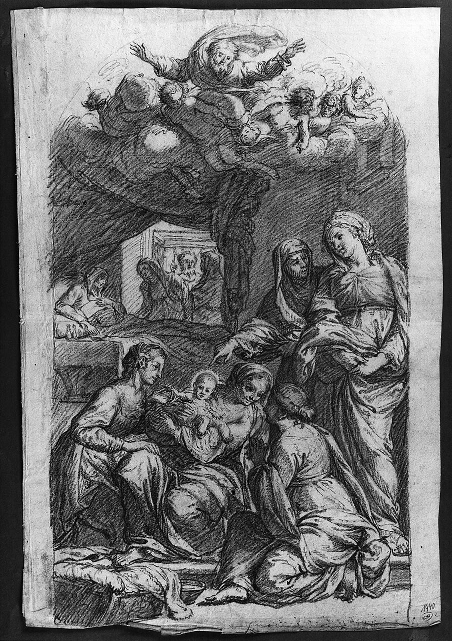 nascita di Maria Vergine (disegno) di Ansaldi Innocenzo (sec. XVIII)
