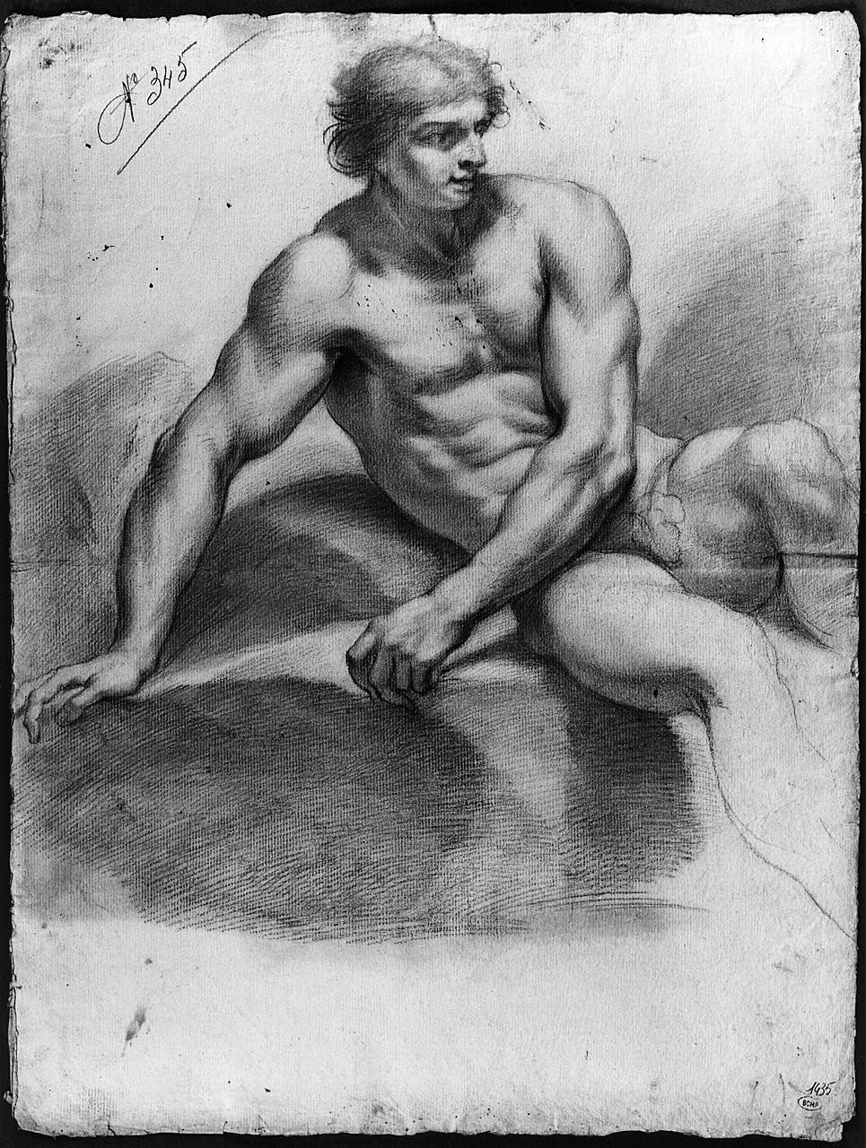 figura maschile nuda (disegno) di Ansaldi Innocenzo (sec. XVIII)