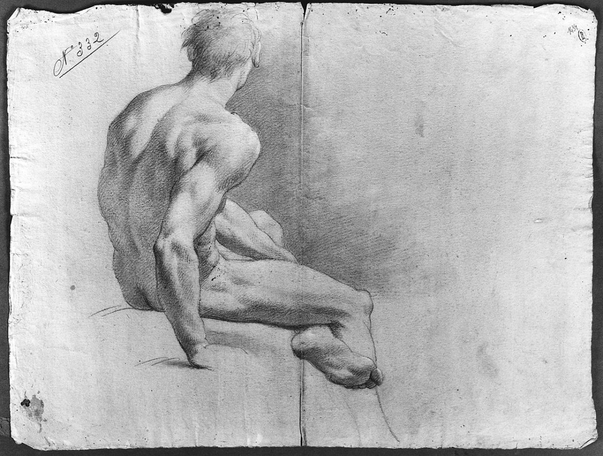 figura maschile nuda (disegno) di Ansaldi Innocenzo (sec. XVIII)
