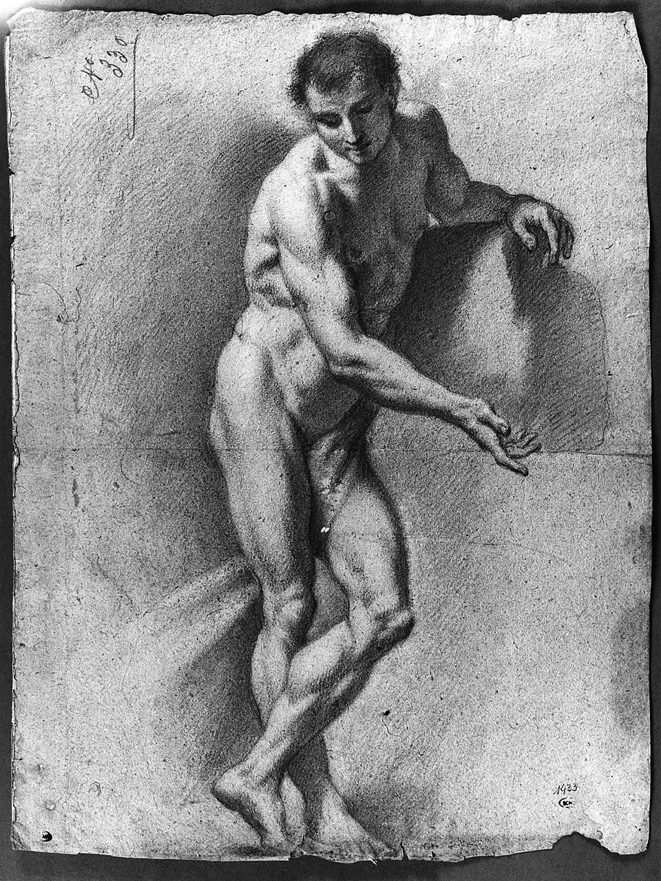 figura maschile nuda (disegno) di Ansaldi Innocenzo (sec. XVIII)
