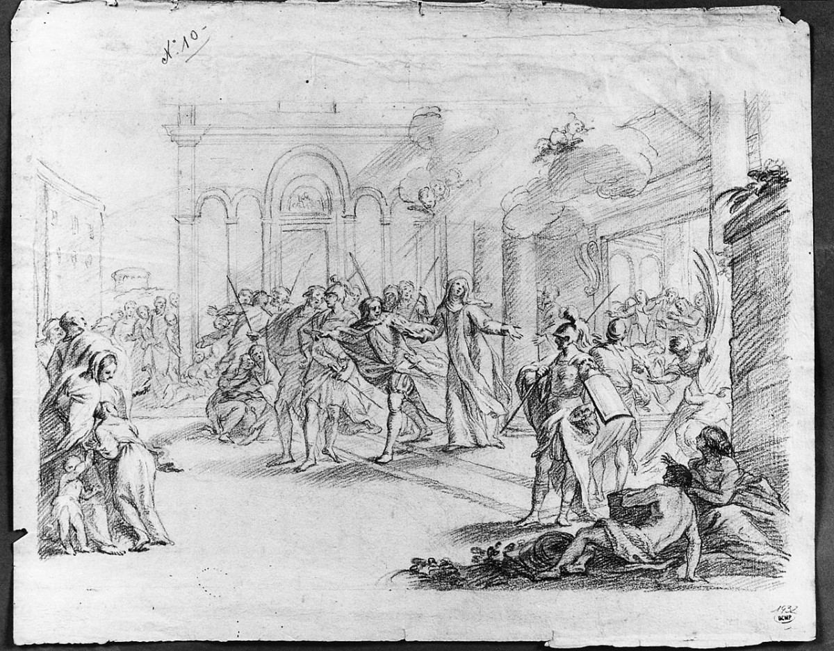 storie di una Santa (disegno) di Ansaldi Innocenzo (sec. XVIII)