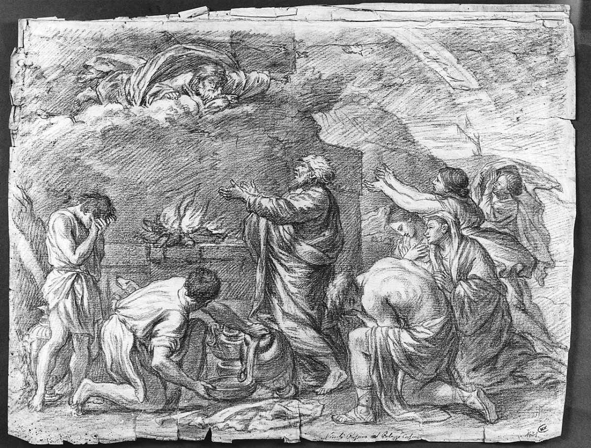 sacrificio di Noè (disegno) di Ansaldi Innocenzo (sec. XVIII)