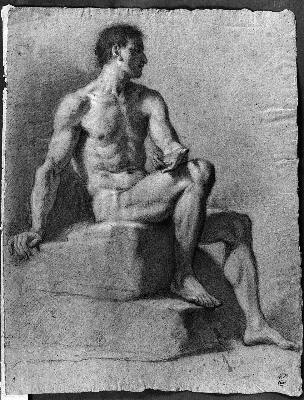 figura maschile nuda (disegno) di Ansaldi Innocenzo (sec. XVIII)