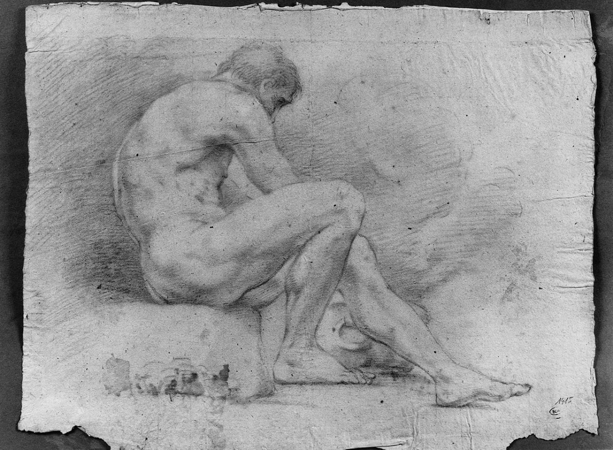 figura maschile nuda (disegno) di Ansaldi Innocenzo (sec. XVIII)