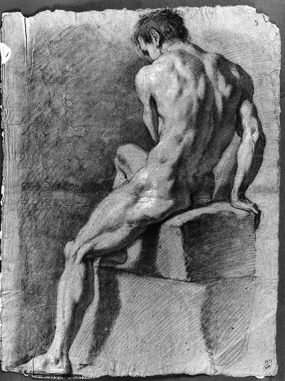 figura maschile nuda (disegno) di Ansaldi Innocenzo (sec. XVIII)
