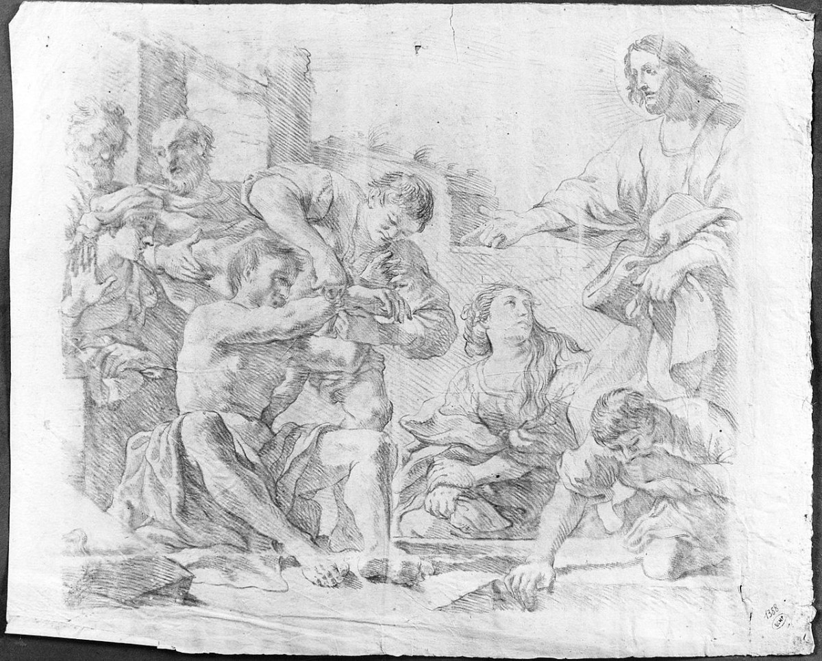 resurrezione di Lazzaro (disegno) di Ansaldi Innocenzo (sec. XVIII)
