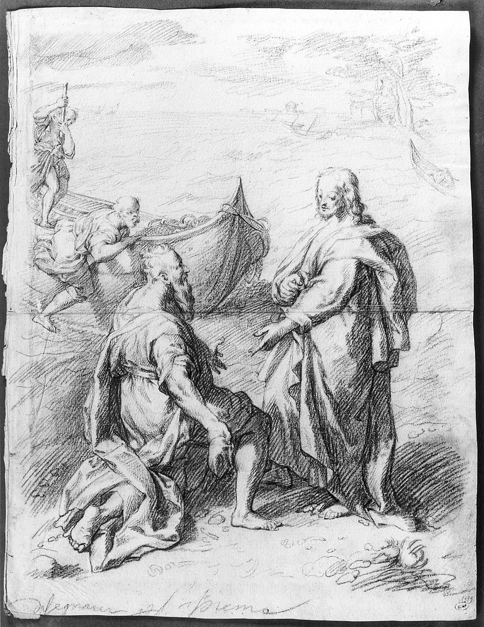 vocazione di San Pietro e Sant'Andrea (disegno) di Ansaldi Innocenzo (sec. XVIII)