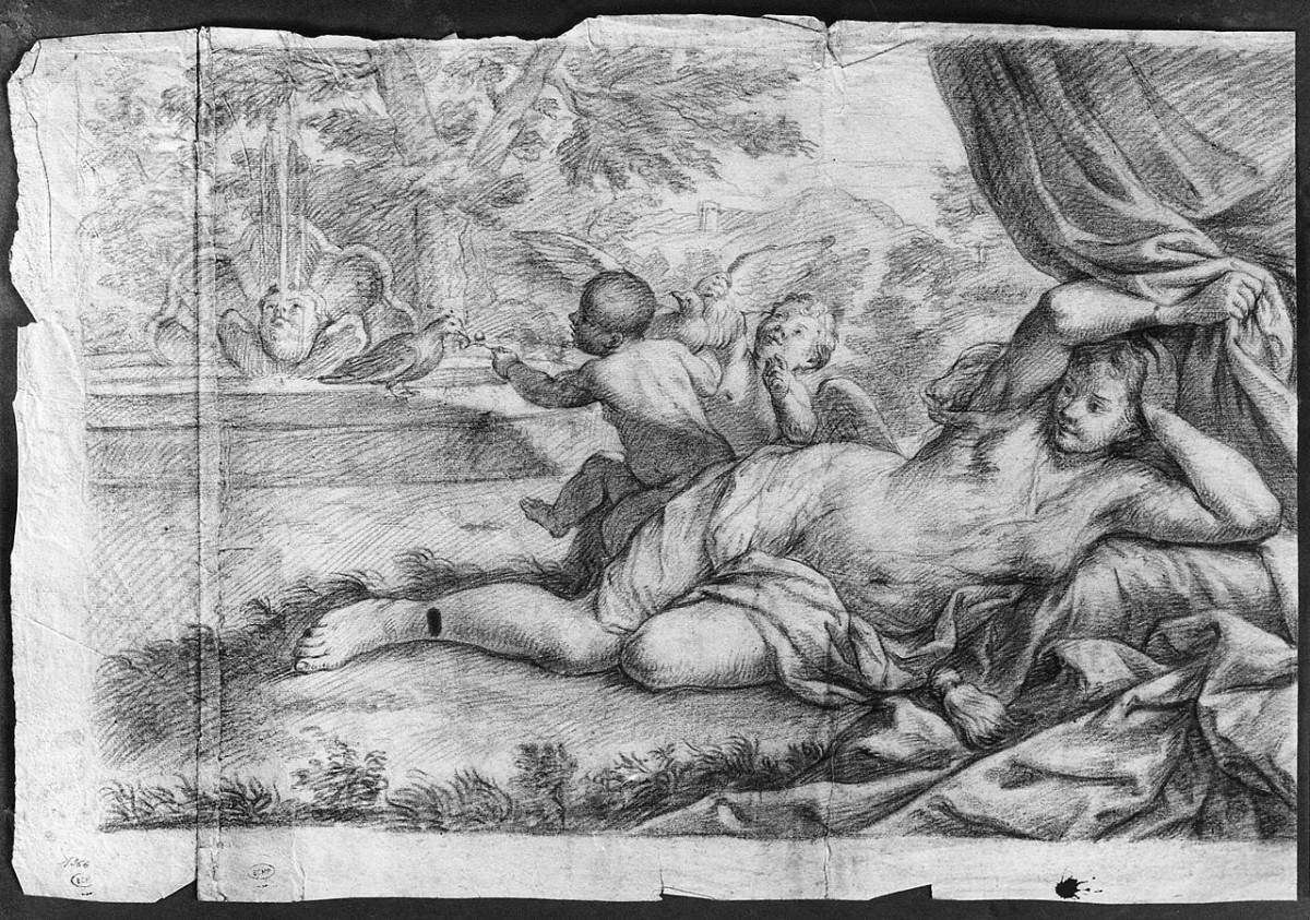 Venere dormiente (disegno) di Ansaldi Innocenzo (secc. XVIII/ XIX)
