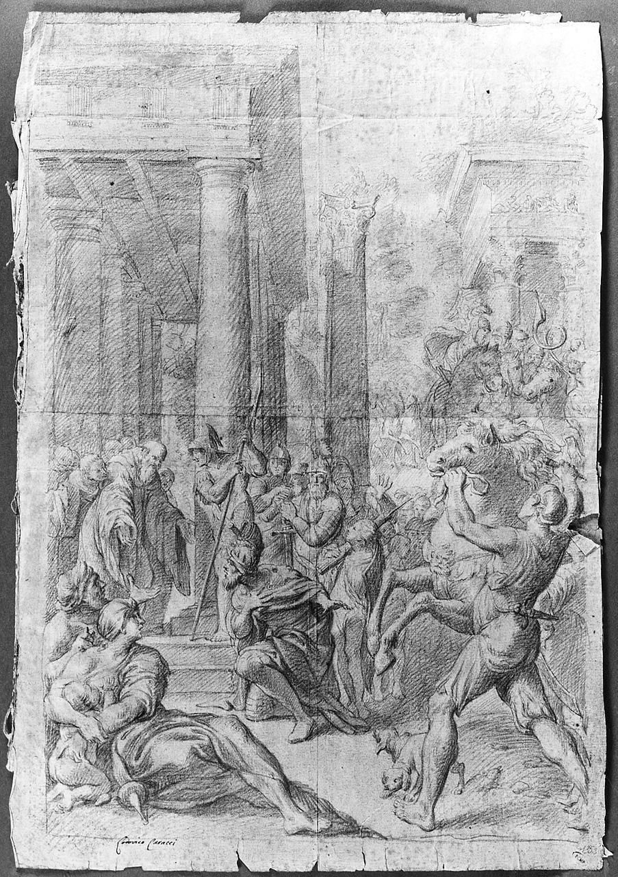 San Benedetto riceve la visita di Totila (disegno) di Ansaldi Innocenzo (sec. XVIII)