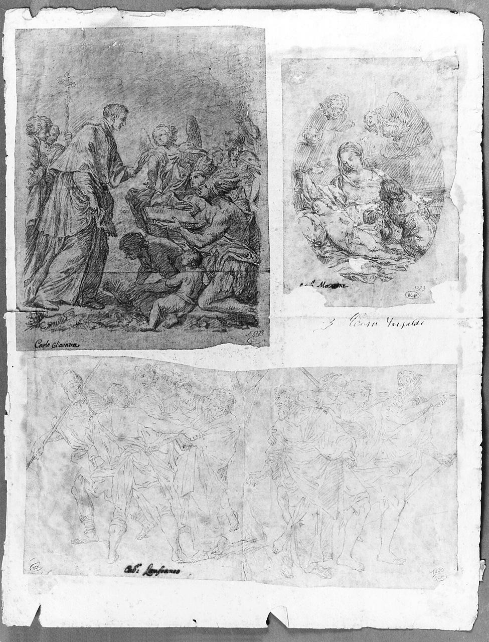 Madonna in adorazione del Bambino dormiente (disegno) di Ansaldi Innocenzo (sec. XVIII)