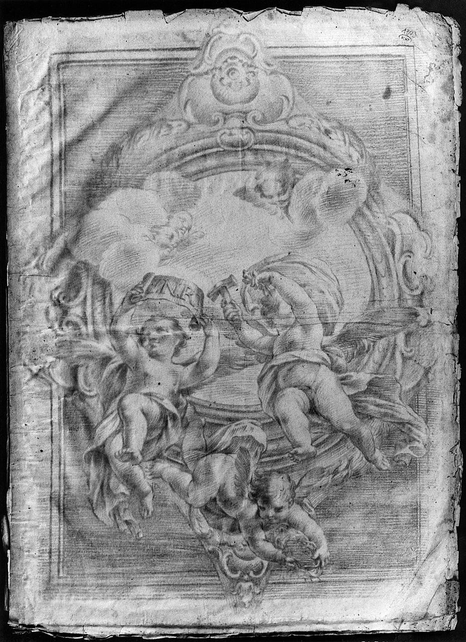 angioletti con simboli della Passione (disegno) di Ansaldi Innocenzo (sec. XVIII)