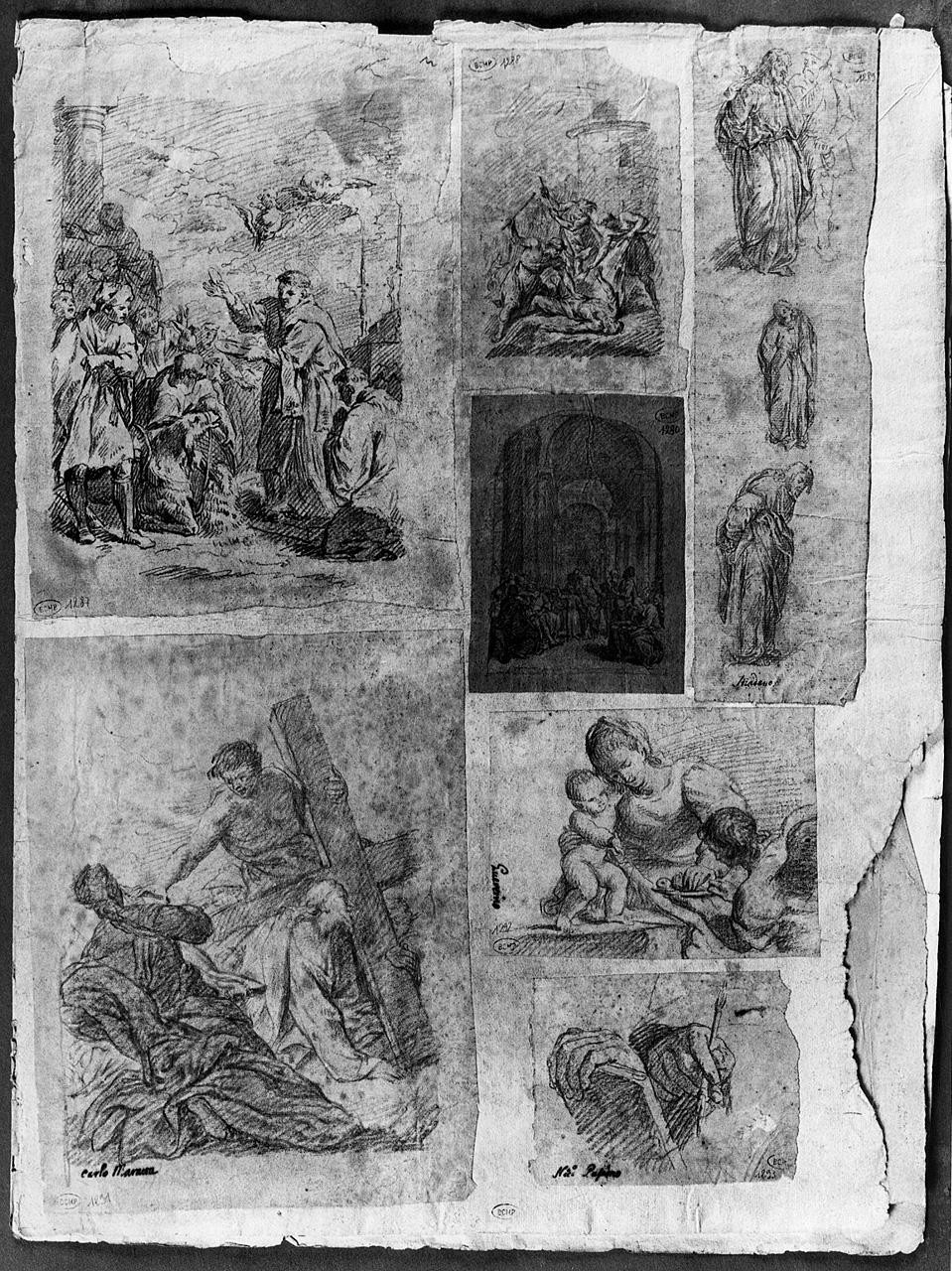 Sant'Antonio da Padova e il miracolo dell'asino (disegno) di Ansaldi Innocenzo (sec. XVIII)