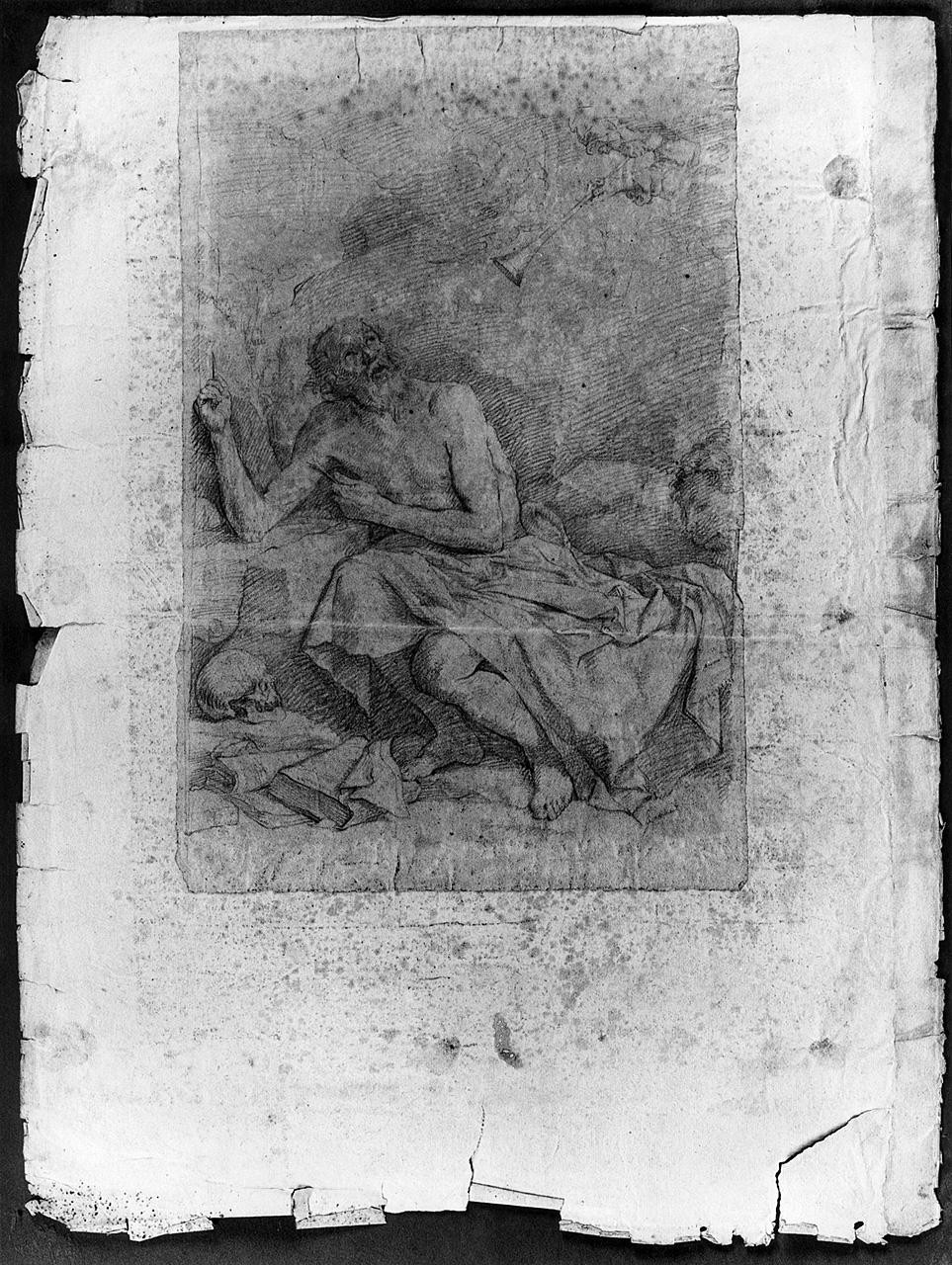 San Girolamo ha la visione degli angeli che suonano la tromba del Giudizio (disegno) di Ansaldi Innocenzo (sec. XVIII)