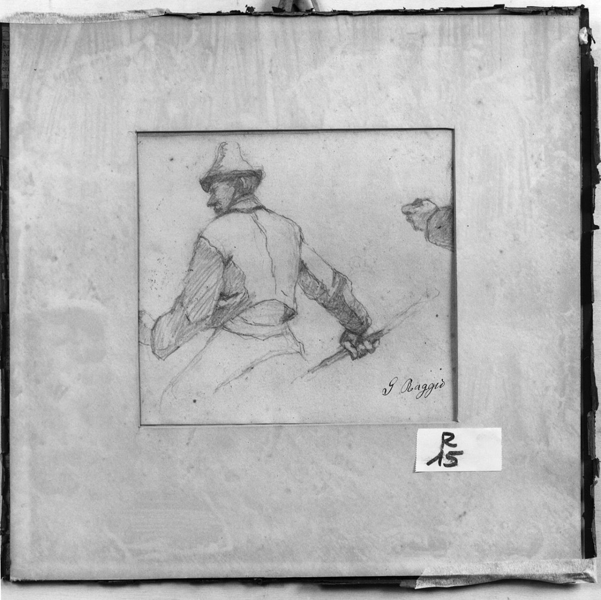 figura maschile di spalle (disegno) di Raggio Giuseppe (inizio sec. XX)