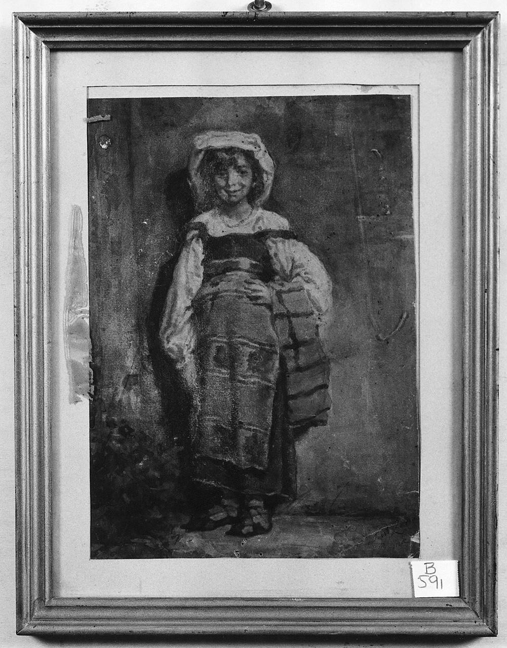 ritratto di bambina ciociara (disegno) di Zona Antonio (sec. XIX)