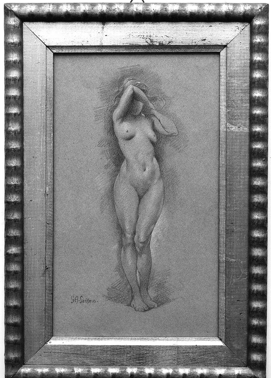 figura femminile nuda (disegno) di Sartorio Giulio Aristide (fine sec. XIX)