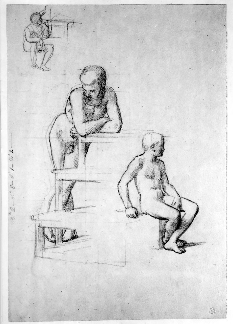 studio di nudo (disegno preparatorio) di Franchi Alessandro (sec. XIX)