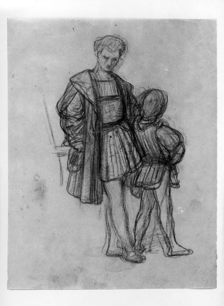 studio di composizione; studio di gambe (disegno preparatorio) di Franchi Alessandro (sec. XIX)