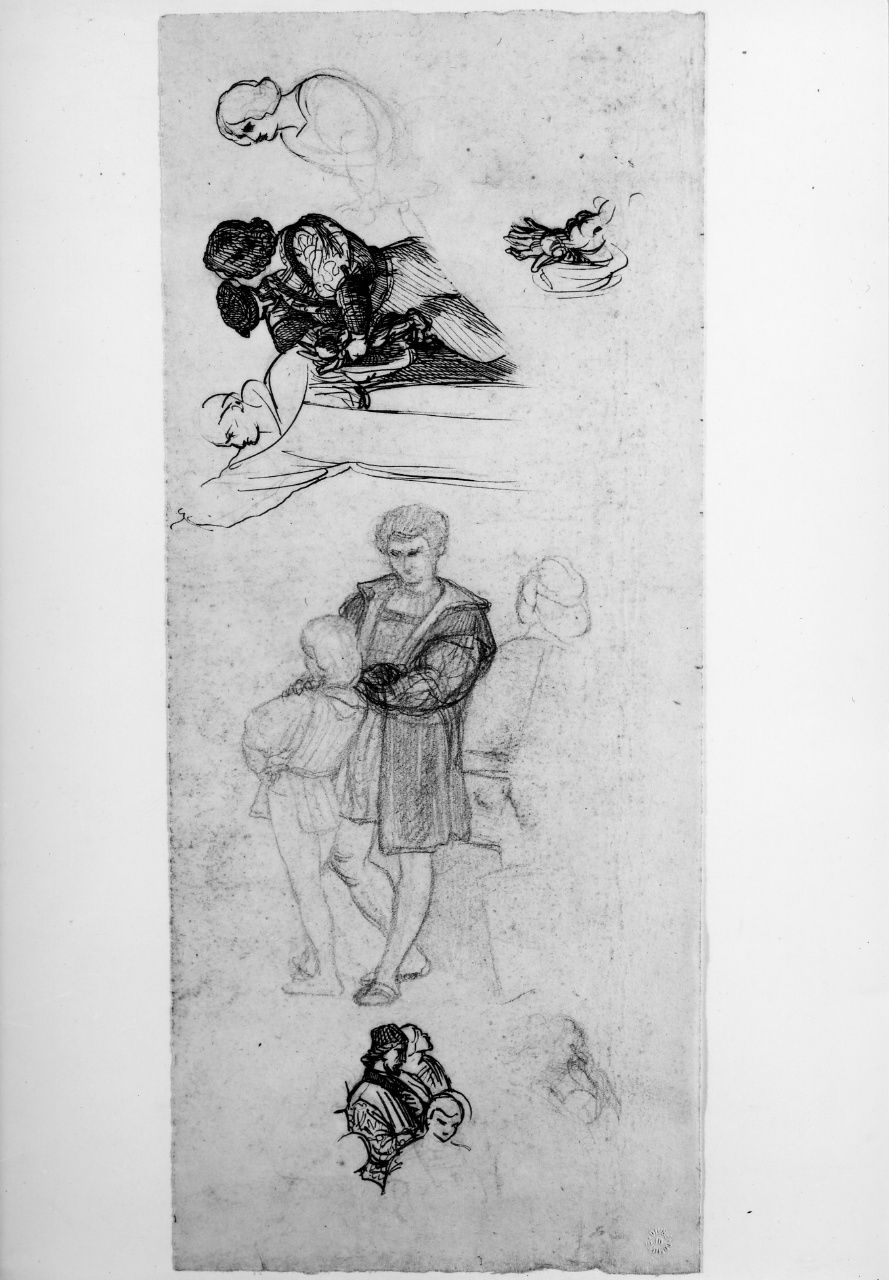 studio di composizione; studio di figura (disegno preparatorio) di Franchi Alessandro (sec. XIX)