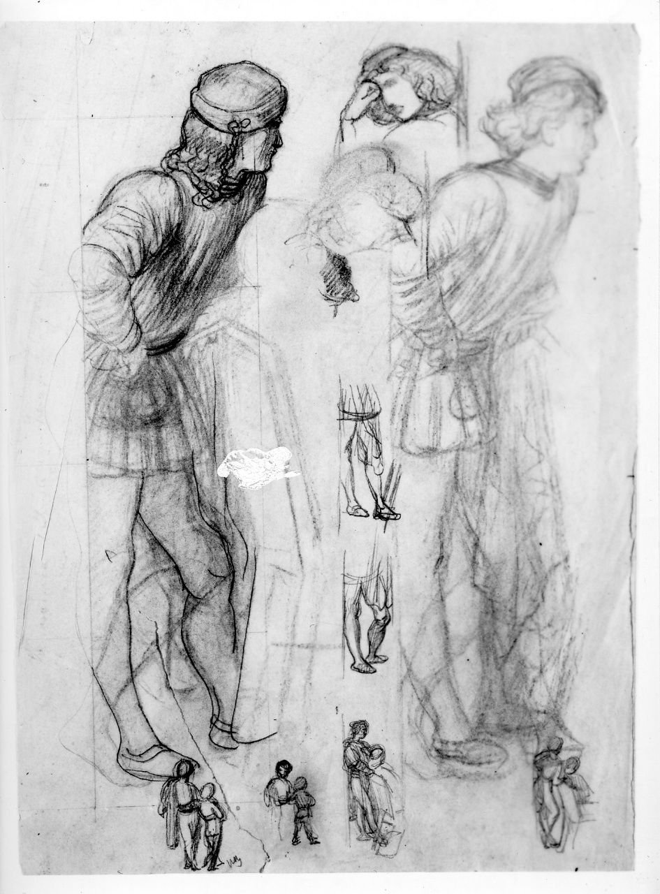 studio di figura; studio di composizione; abbozzi minori (disegno preparatorio) di Franchi Alessandro (sec. XIX)