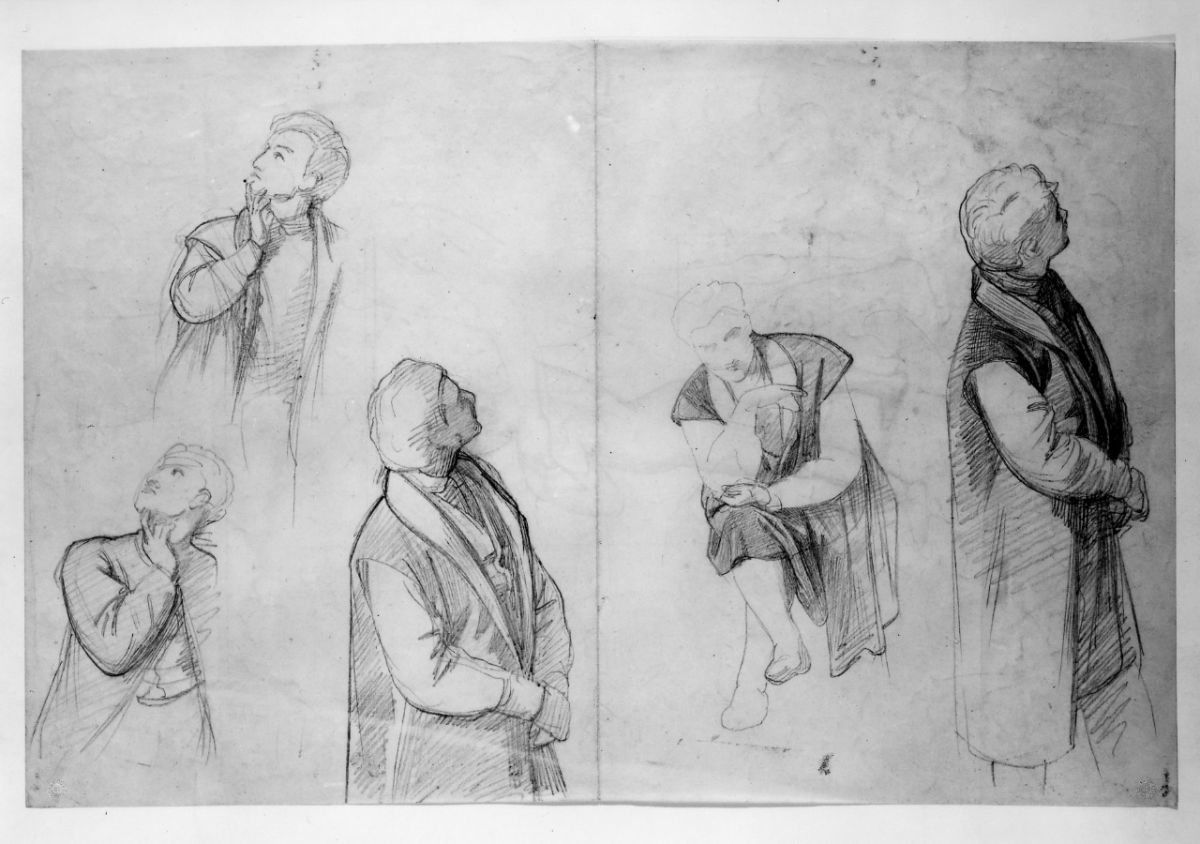 studio di figura; studio di composizione (disegno preparatorio) di Franchi Alessandro (sec. XIX)