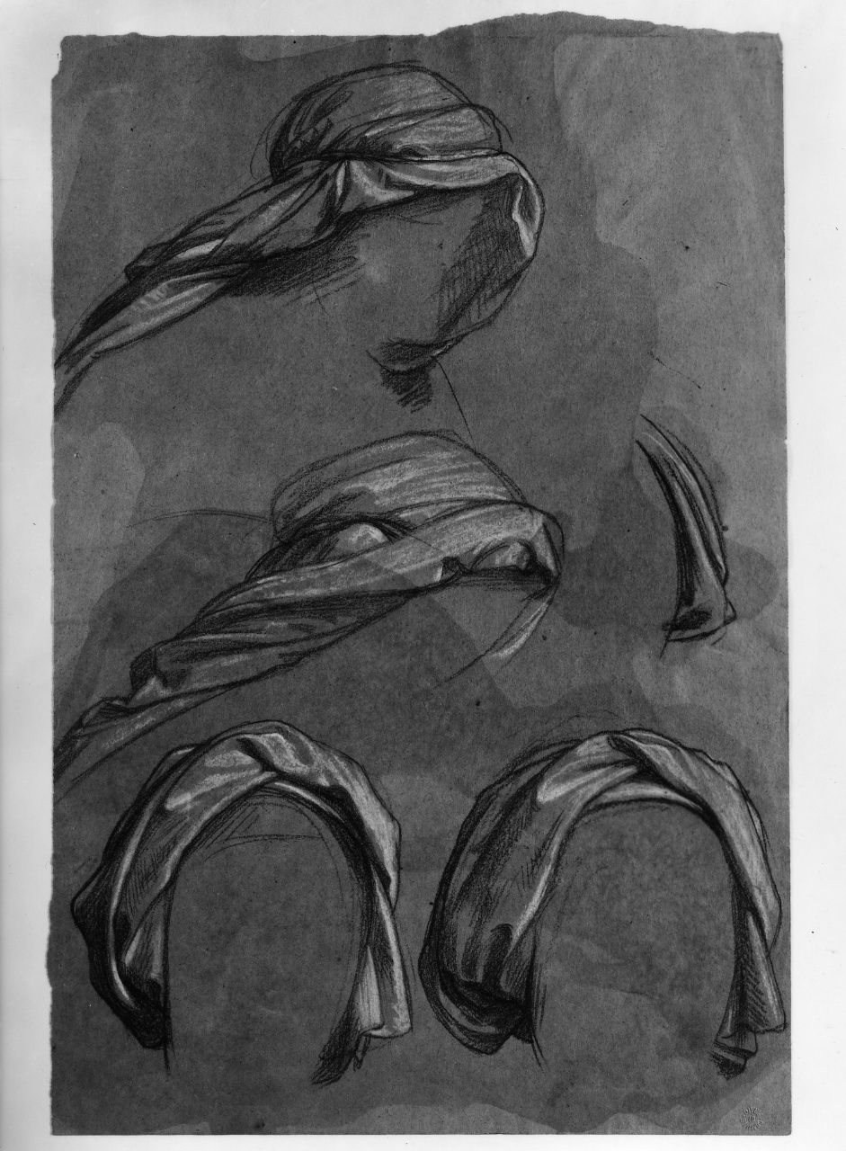 studio di panneggio (disegno preparatorio) di Franchi Alessandro (sec. XIX)