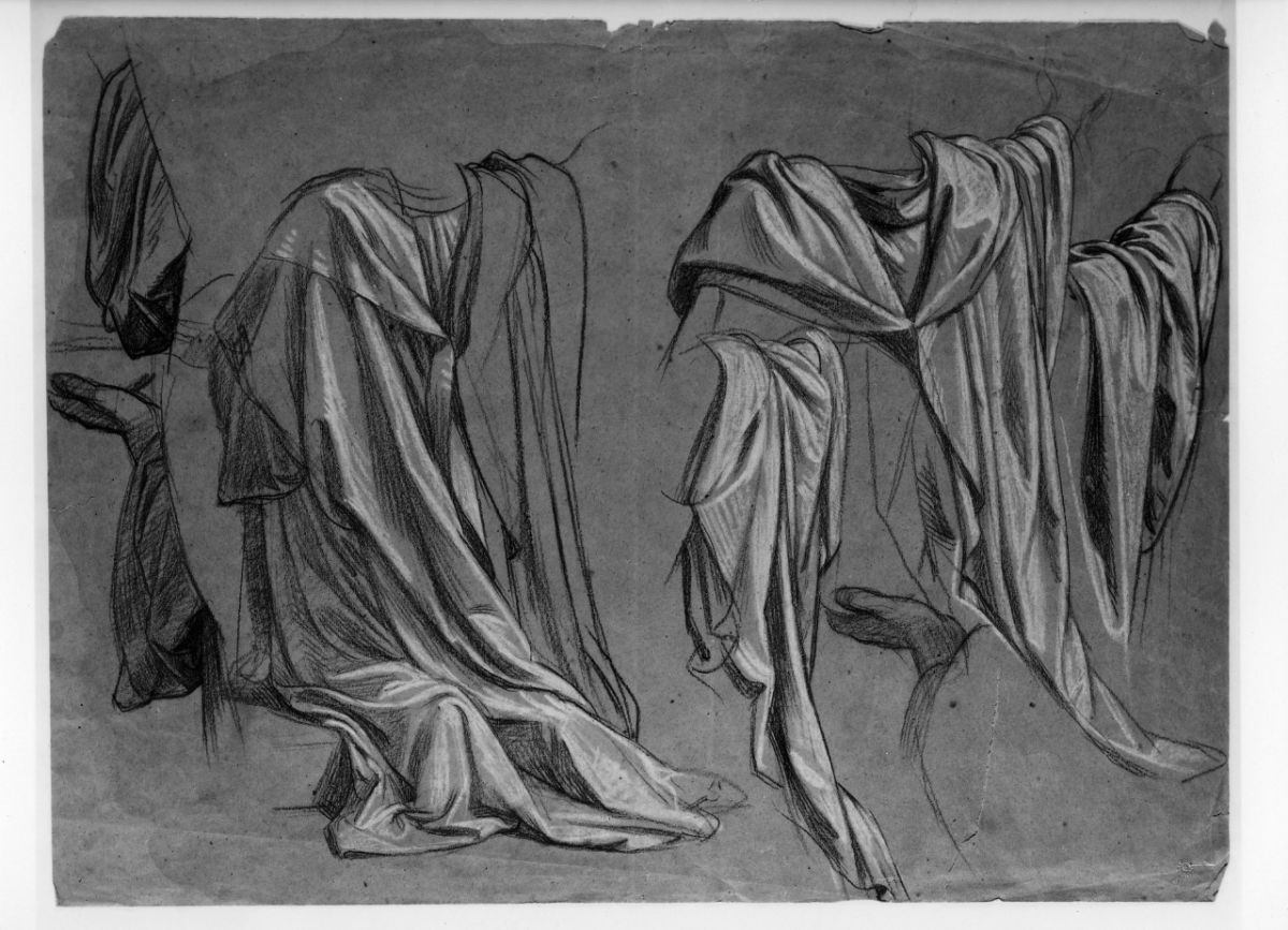 studio di panneggio; studio di mano (disegno preparatorio) di Franchi Alessandro (sec. XIX)